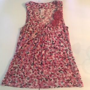 Candies floral print blouse ribbon rose trim